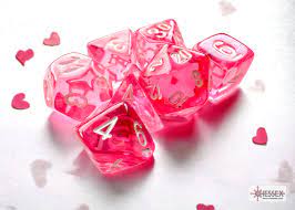 Mini RPG Dice Set: Translucent - Pink/White