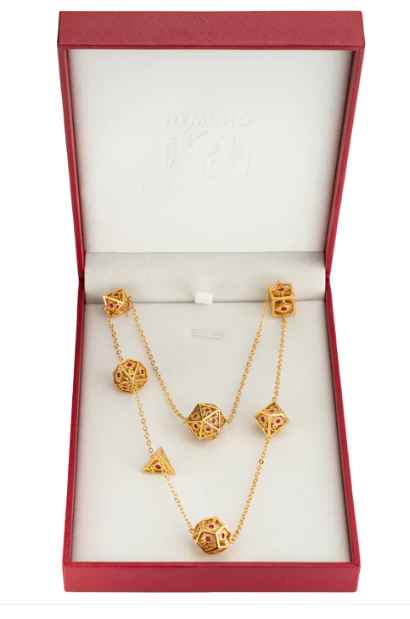 Dragon's Eye 7-Die Necklace: Gold/Red Gems