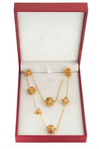 Dragon's Eye 7-Die Necklace: Gold/Red Gems