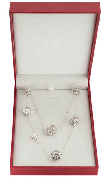 Dragon's Eye 7-Die Necklace: Silver/Pink Gems