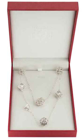 Dragon's Eye 7-Die Necklace: Silver/Pink Gems