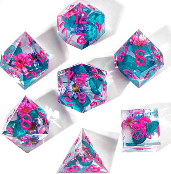 Sharp Edge RPG Dice Set: Vapor Wave Blossom