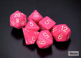 RPG Dice Set: Opaque - Pink/White