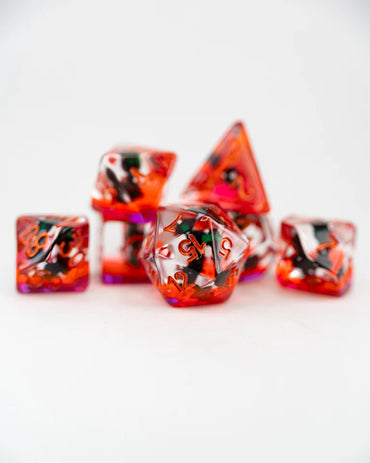 Acrylic RPG Dice Set: Decimus, the Undead Cat