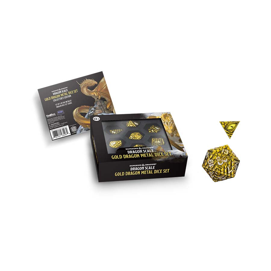Metal RPG Dice Set: Gold Dragon