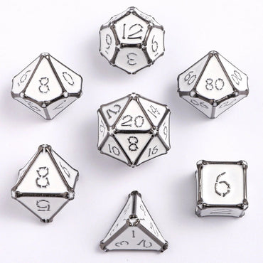 Metal RPG Dice Set: Bone Collector - Gunmetal/White