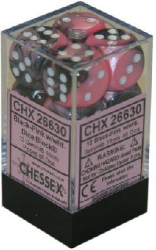 16mm D6 Brick: Gemini - Black - Pink/White (12)