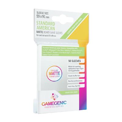 Matte Board Game Sleeves: "Standard American" 59x91mm (50ct)