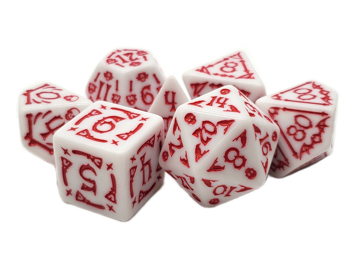 RPG Dice Set: All Hallows Eve Runic - White/Red