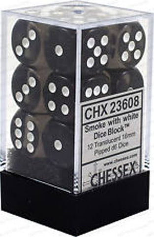 16mm D6 Brick: Translucent - Smoke/white (12ct)