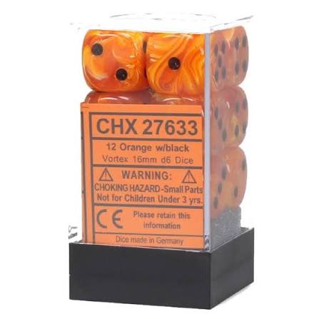 16mm D6 Brick: Vortex - Orange/black (12)