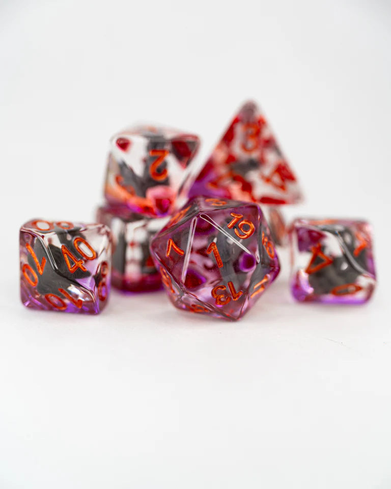 Acrylic RPG Dice Set: Nutkin the Squirrel