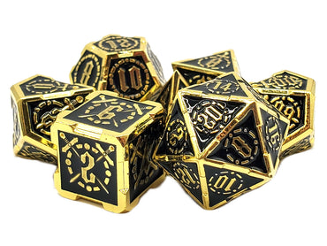 Metal RPG Dice Set: Knights of the Round Table - Black/Gold