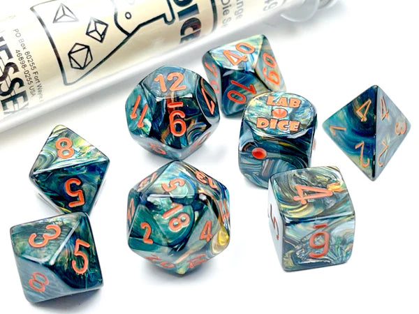 Chessex Lab 7-Die Set: Sunburst/Red