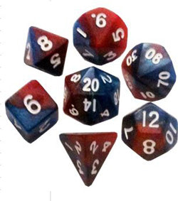 Mini Polyhedral Dice Set:Red/Blue w/ White Numbers