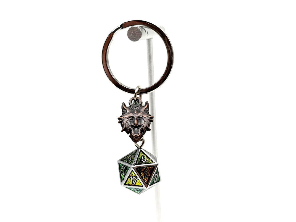 Norse D20 Keychain: Sparkle Green