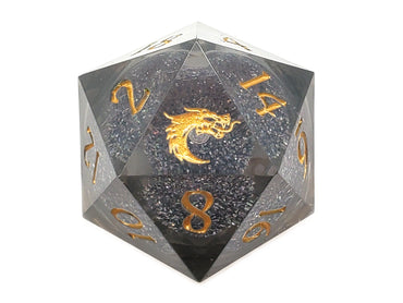 Sharp Edged 22mm D20: Liquid Core - Obsidian Fury