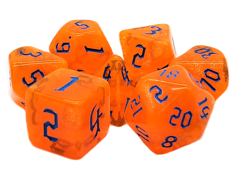 RPG Dice Set: Galaxy - Orange Shimmer Dice Set