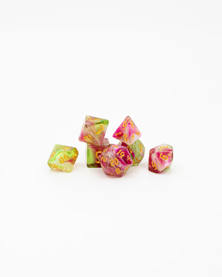 Acrylic RPG Dice Set: Watermelon Sugar