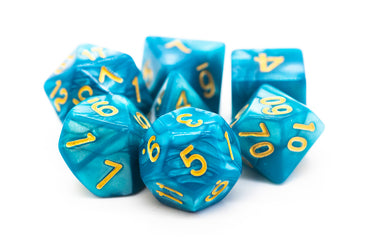 RPG Dice Set: Pearl Drop - Ocean/Gold