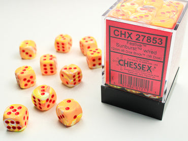 12mm D6 Brick: Festive - Sunburst/Red (36ct)
