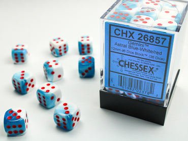 12mm D6 Brick: Gemini - Astral Blue White/Red (36)