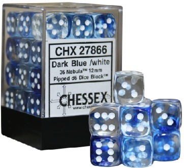 12mm D6 Brick: Nebula - Dark Blue/ White (36)