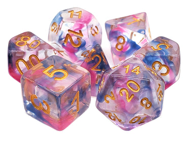 Acrylic RPG Dice Set: Odyssey - Rose Red/Blue