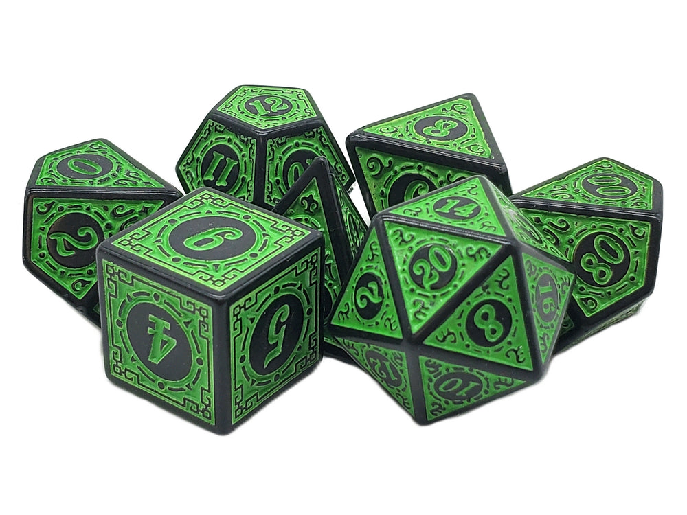 RPG Dice Set: Magical Runes - Green