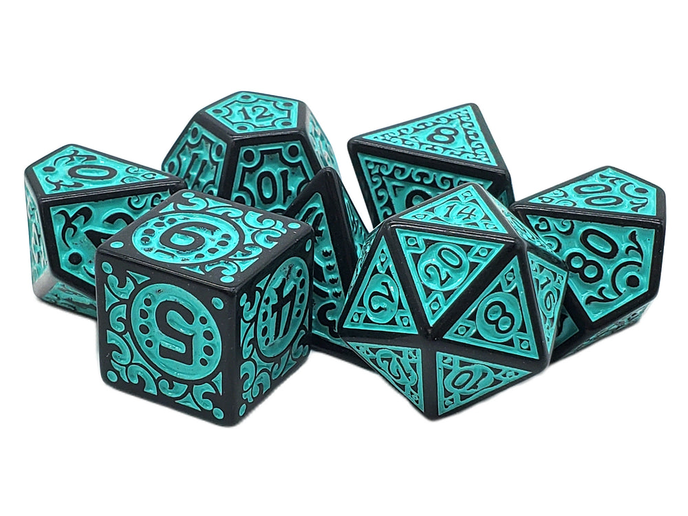 RPG Dice Set: Magical Runes - Teal