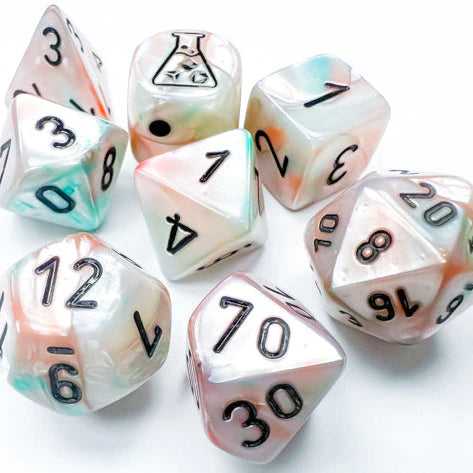 Chessex 7-Die Set: Lab Dice Lustrous Sea Shell/Black