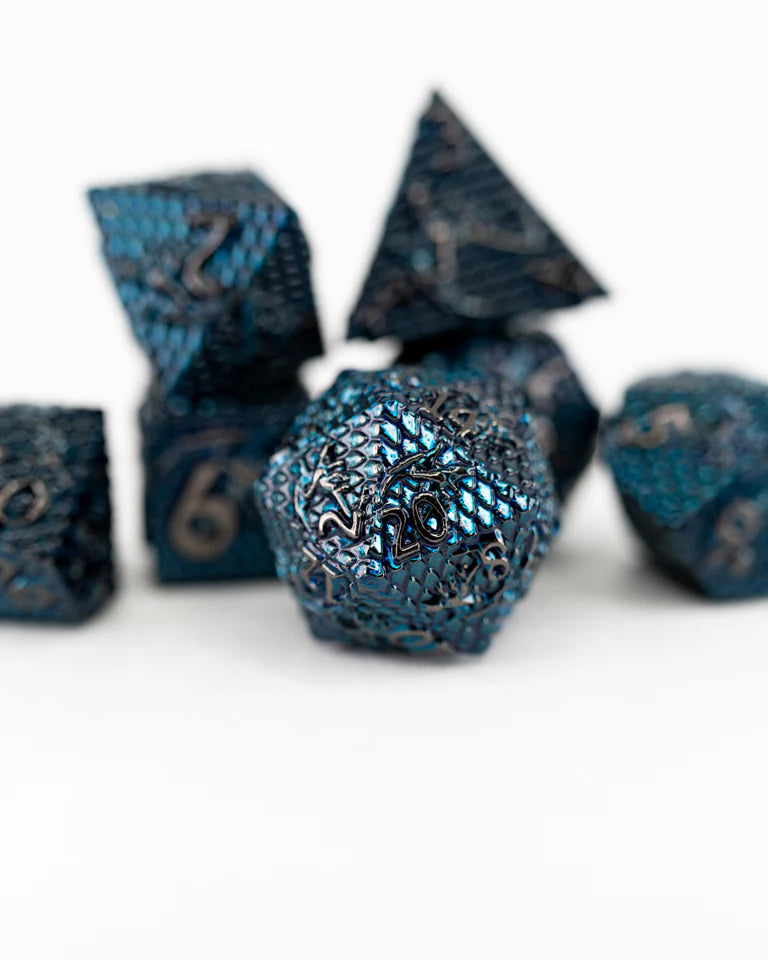 Metal RPG Dice Set: Blighted Sapphires