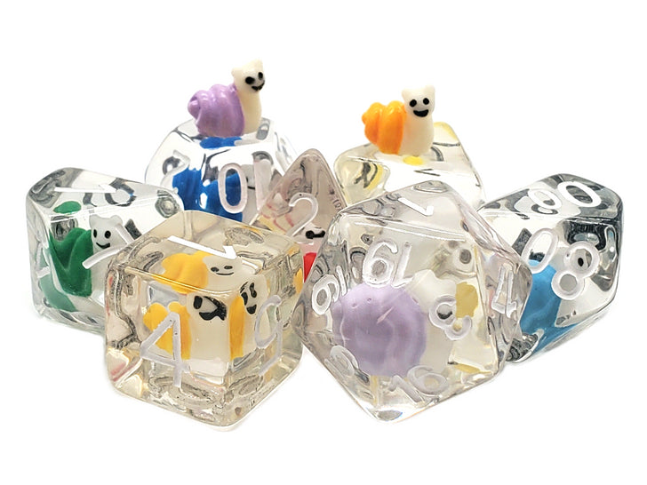 Acrylic RPG Dice Set: Animal Kingdom - Rainbow Snail