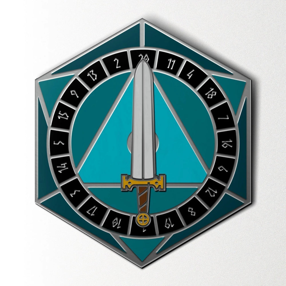 Enamel Pin: Blue D20 Spinner