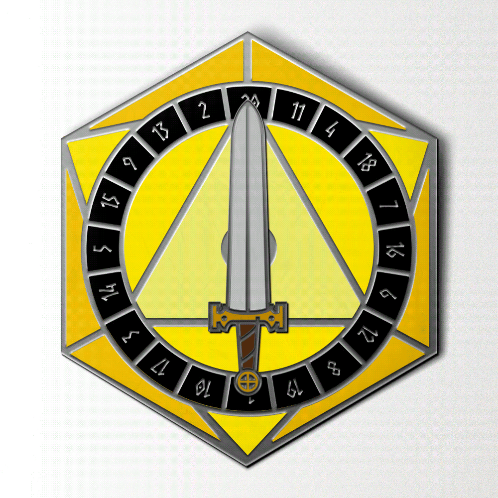 Enamel Pin: Yellow D20 Spinner