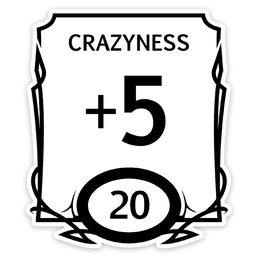 Crazy Stat Block Waterproof Die Cut Vinyl Sticker