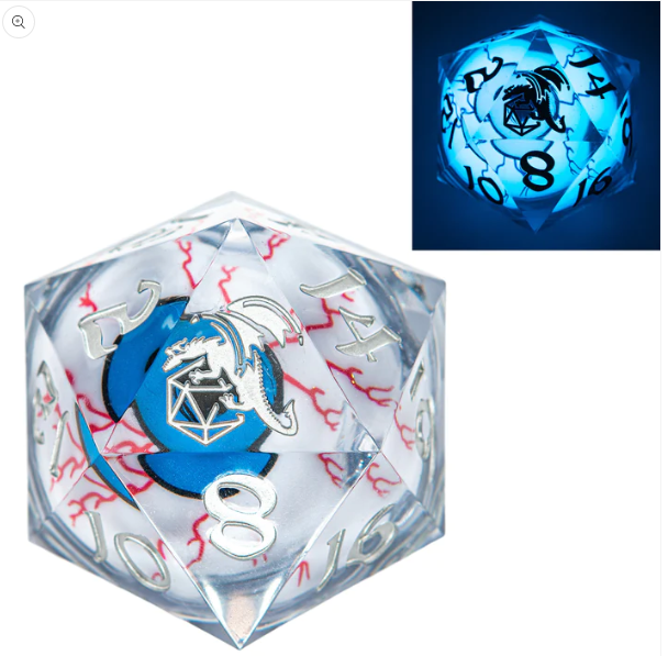 55mm Sharp Edged D20: "Always Watching" Blue/LED Light