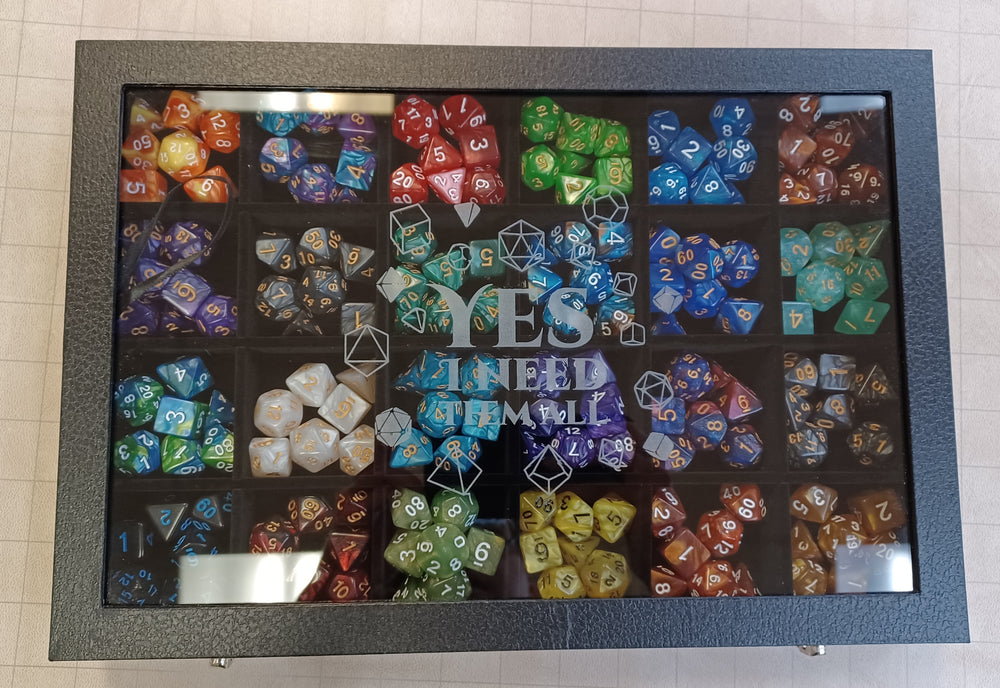 Glass Top Dice Display Case - Yes I Need Them All! (Full)