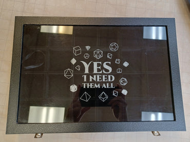 Glass Top Dice Display Case - Yes I Need Them All! (Empty)