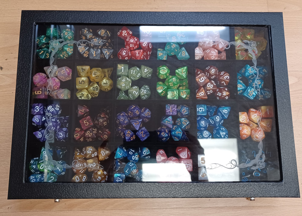 Glass Top Dice Display Case - Dragon Border (Full)
