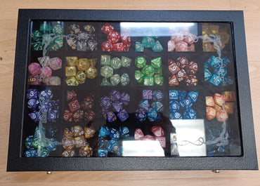 Glass Top Dice Display Case - Dragon Border (Full)