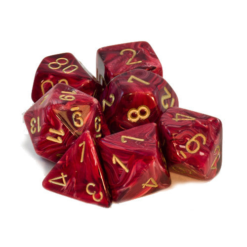 Chessex 7-Die Set: Vortex Burgundy/Gold