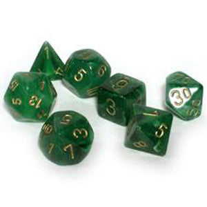 Chessex 7-Die Set: Vortex Green/Gold