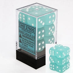 16mm D6 Brick: Frosted - Teal/White (12ct)