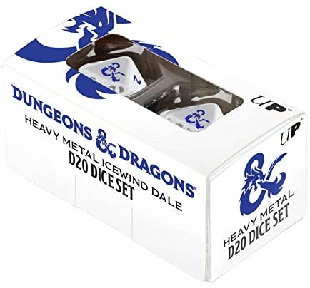 UltraPro D&D Dice - Heavy Metal Set (White/Blue, 2ct)