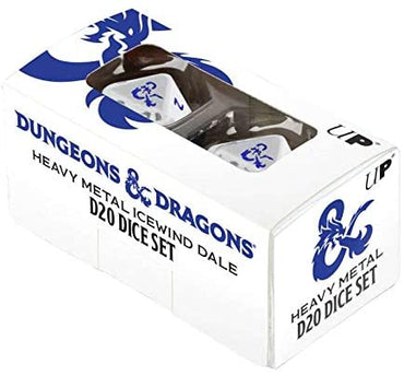 UltraPro D&D Dice - Heavy Metal Set (White/Blue, 2ct)