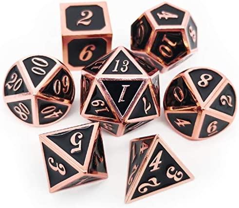 Copper with Black Metal RPG Dice Set