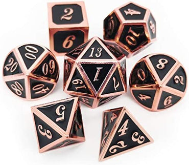 Copper with Black Metal RPG Dice Set