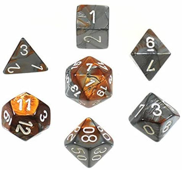 Chessex Gemini 7-Die Set: Gemini Copper-Steel/White