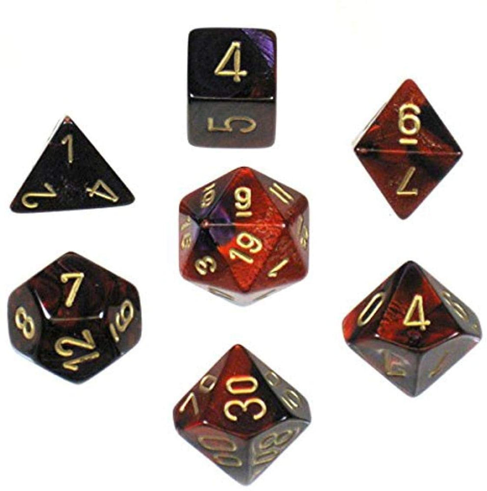 Chessex Gemini 7-Die Set: Purple-Red/Gold